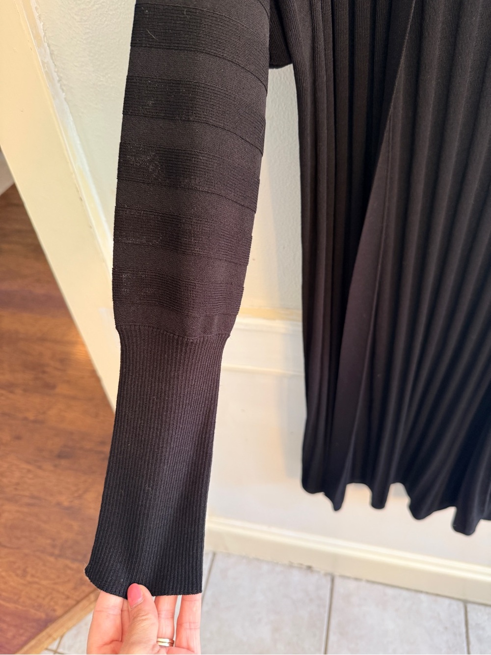 Express Black Long Ribbed Open-Front Dress - Picture 2 of 5